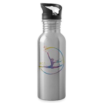 Gymnast with Band Rhythmic Gymnastics - Water bottle with straw - silver - Right