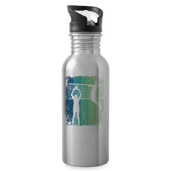 Volleyball Player Retro Beach Volleyball - Water bottle with straw - silver - Right