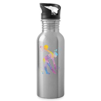 Gymnast with ball rhythmic gymnastics - Water bottle with straw - silver - Right