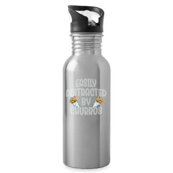 Easily distracted by churros - Water bottle with straw - silver - Right