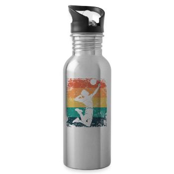 Volleyball Spieler Retro Beach Volleyball - Trinkflasche mit integriertem Trinkhalm - Lightsilver - Rechts