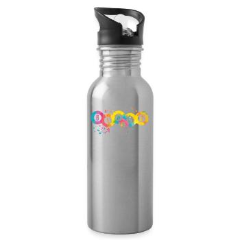 Bingo Bälle Farbsprotzer Frauen Männer Bingo - Trinkflasche mit integriertem Trinkhalm - Lightsilver - Rechts