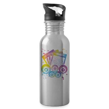 Bingo Bälle Farbsprotzer Frauen Männer Bingo - Trinkflasche mit integriertem Trinkhalm - Lightsilver - Rechts