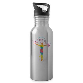 Gymnaste avec gymnastique rythmique au cerceau - Gourde avec paille intégrée - argent clair - Droite