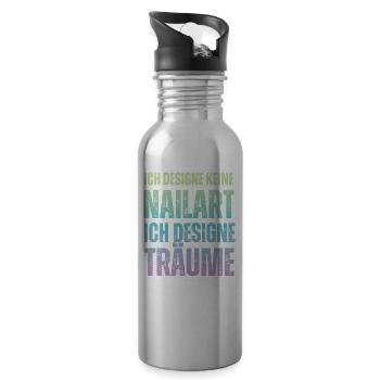 Ich designe keine Nailart Nageldesignerin - Trinkflasche mit integriertem Trinkhalm - Lightsilver - Rechts