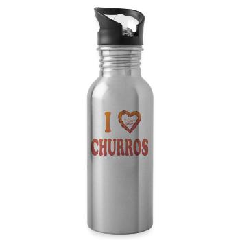 I Heart Churros Vintage Mexican Churros - Water bottle with straw - silver - Right