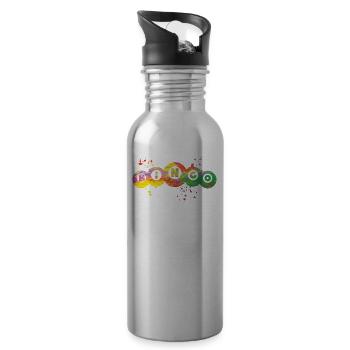 Bingo Bälle Farbsprotzer Frauen Männer Bingo - Trinkflasche mit integriertem Trinkhalm - Lightsilver - Rechts