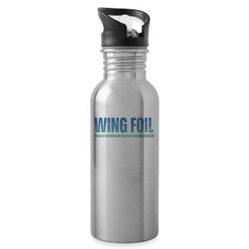 Wing Foil Wingsurfing Retro Foil Wing - Water bottle with straw - silver - Right