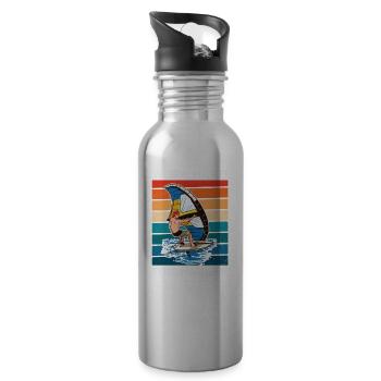 Work Hard Foil Harder Wing Foil Wingsurf - Trinkflasche mit integriertem Trinkhalm - Lightsilver - Rechts