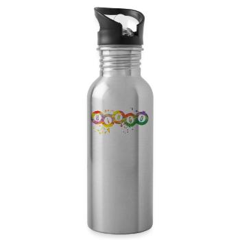 Bingo Bälle Farbsprotzer Frauen Männer Bingo - Trinkflasche mit integriertem Trinkhalm - Lightsilver - Rechts