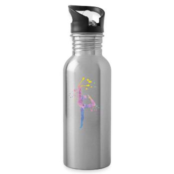 Gymnast with clubs Rhythmic gymnastics - Water bottle with straw - silver - Right