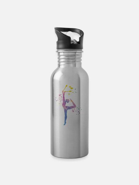 Gymnaste avec des clubs Gymnastique rythmique - Gourde avec paille intégrée - argent clair