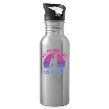 Alle Coolen Kids Lesen Lehrer - Trinkflasche mit integriertem Trinkhalm - Lightsilver - Rechts