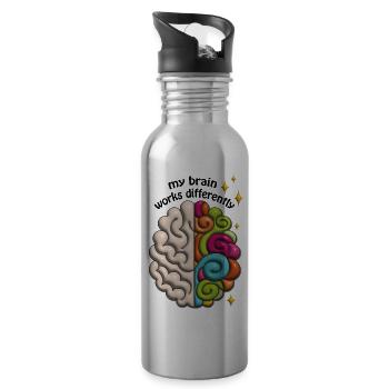 My brain works differently - Water bottle with straw - silver - Right