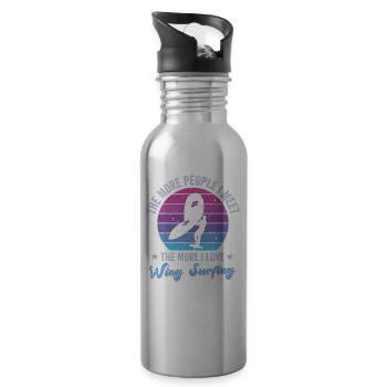 The more people I meet, the more wing surfing - Water bottle with straw - silver - Right