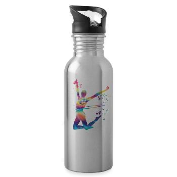 Gymnaste avec gymnastique rythmique au cerceau - Gourde avec paille intégrée - argent clair - Droite
