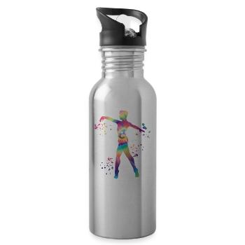 Ballett Tänzer Colorsplash Mann Ballerino - Trinkflasche mit integriertem Trinkhalm - Lightsilver - Rechts