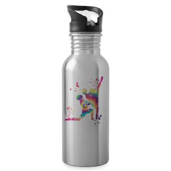 Ballett Tanz Paar Frau Ballerina - Trinkflasche mit integriertem Trinkhalm - Lightsilver - Rechts