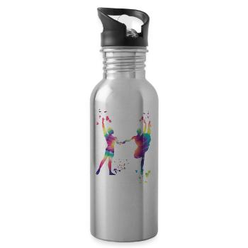 Ballet Danse Couple Femme Ballerine - Gourde avec paille intégrée - argent clair - Droite