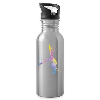 Gymnast with clubs Rhythmic gymnastics - Water bottle with straw - silver - Right