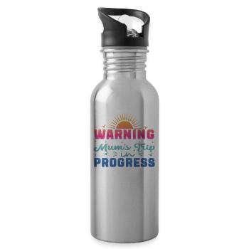 Warning moms Trip In Progress - Trinkflasche mit integriertem Trinkhalm - Lightsilver - Rechts