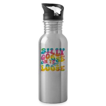 The stupid goose at large - Water bottle with straw - silver - Right