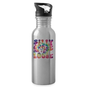 The stupid goose at large - Water bottle with straw - silver - Right