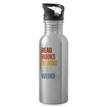 Reading books to be friendly weird teacher - Water bottle with straw - silver - Right