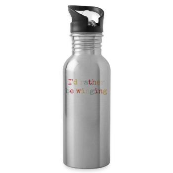 I'd Rather Be Winging Wingsurfing - Water bottle with straw - silver - Right