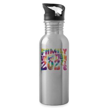Family Trip 2024 Family Vacation - Water bottle with straw - silver - Right