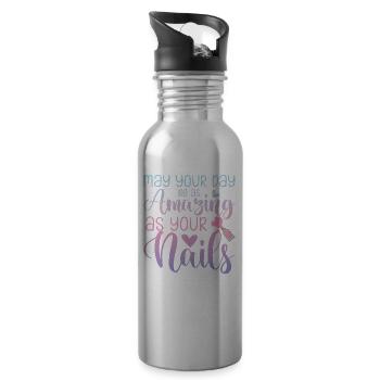 May Your Day Be As Amazing - Water bottle with straw - silver - Right