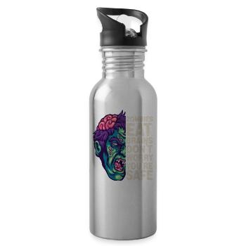 Zombies eat brains Don't worry, you're safe - Water bottle with straw - silver - Right