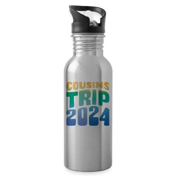Cousins Trip 2024 - Trinkflasche mit integriertem Trinkhalm - Lightsilver - Rechts