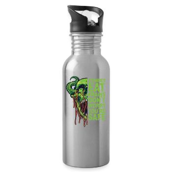 Zombies eat brains Don't worry, you're safe - Water bottle with straw - silver - Right