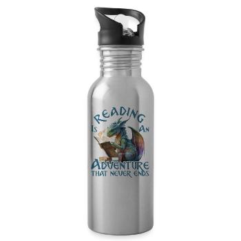 Lesen Ist Ein Abenteuer Bibliothek Lehrer - Trinkflasche mit integriertem Trinkhalm - Lightsilver - Rechts