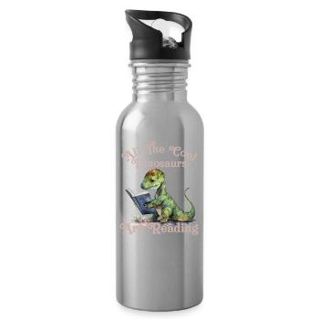 Tous les dinosaures cool lecture enfants - Gourde avec paille intégrée - argent clair - Droite