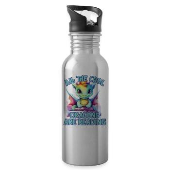 Alle Coolen Kids Lesen Drachen - Trinkflasche mit integriertem Trinkhalm - Lightsilver - Rechts