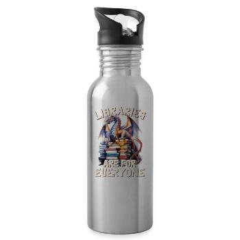 Libraries are for everyone Librarian - Water bottle with straw - silver - Right