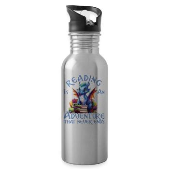Lesen Ist Ein Abenteuer Bibliothek Lehrer - Trinkflasche mit integriertem Trinkhalm - Lightsilver - Rechts