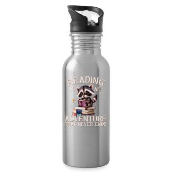 Lesen Ist Ein Abenteuer Bibliothek Lehrer - Trinkflasche mit integriertem Trinkhalm - Lightsilver - Rechts