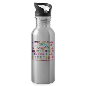 Vacances d’été en famille Créer des souvenirs - Gourde avec paille intégrée - argent clair - Droite