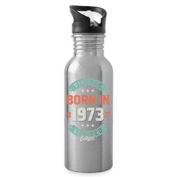Millésime né en 1973 - Gourde avec paille intégrée - argent clair - Droite