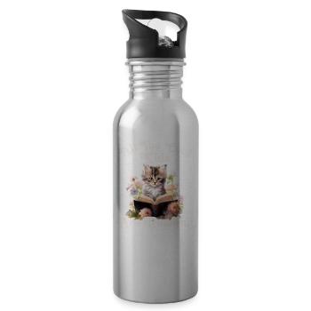 Alle Coolen Kids Lesen katze - Trinkflasche mit integriertem Trinkhalm - Lightsilver - Rechts