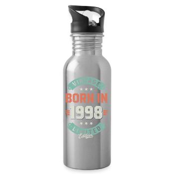 Millésime né en 1998 - Gourde avec paille intégrée - argent clair - Droite