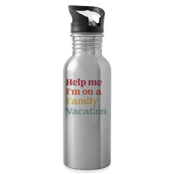 Hilfe, Ich Bin Im Familienurlaub - Trinkflasche mit integriertem Trinkhalm - Lightsilver - Rechts