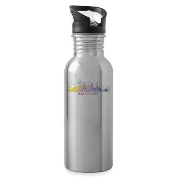 Baltimorean Aquarell Skyline Baltimore - Trinkflasche mit integriertem Trinkhalm - Lightsilver - Rechts