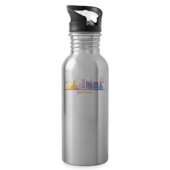 Buffalonians Skyline Stadtbild Buffalo - Trinkflasche mit integriertem Trinkhalm - Lightsilver - Rechts