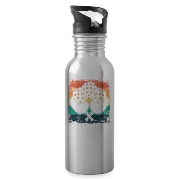 Wiffleball Club Retro Pickleball Team - Water bottle with straw - silver - Right