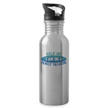Hilfe, Ich Bin Im Familienurlaub - Trinkflasche mit integriertem Trinkhalm - Lightsilver - Rechts