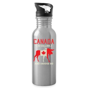 Kanada Elch Kanadische Flagge Maple Leaf - Trinkflasche mit integriertem Trinkhalm - Lightsilver - Rechts